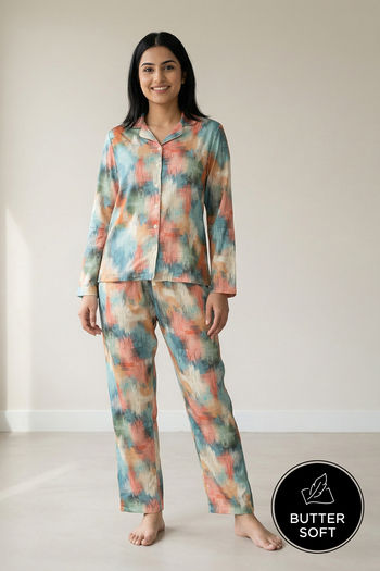Zivame Buttersoft Knit Poly Pyjama Set - Ethereal Gr