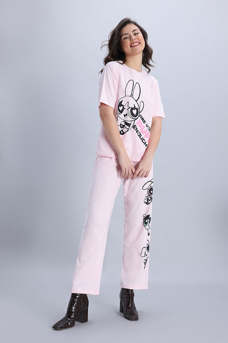 Zivame Power Puff Knit Cotton Loungewear Set - Barely Pink