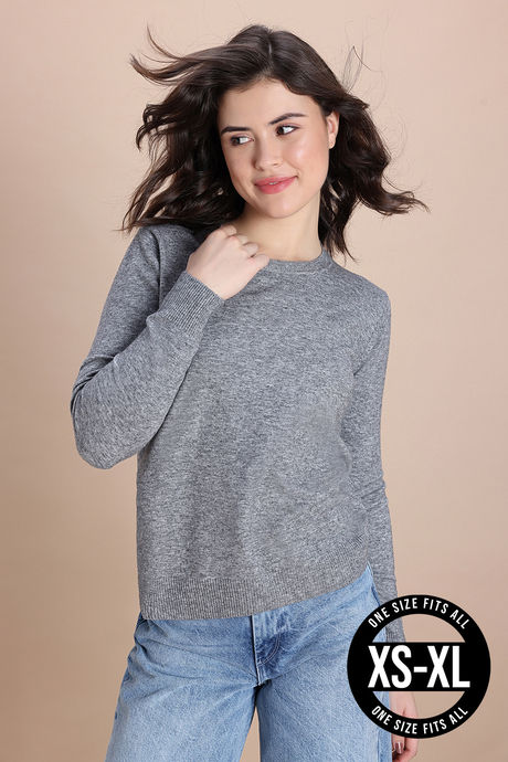 Zivame Retro Peek Full Sleeve Sweater - Blue