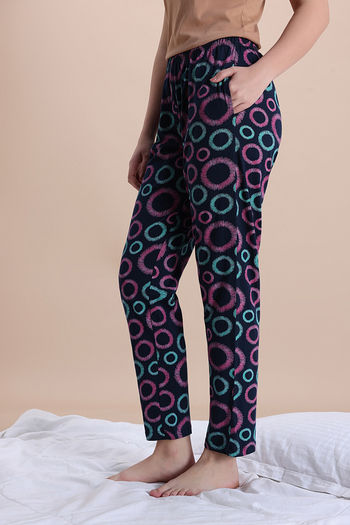 Buy Zivame Knit Cotton Sleep Pyjama - Navy Peony