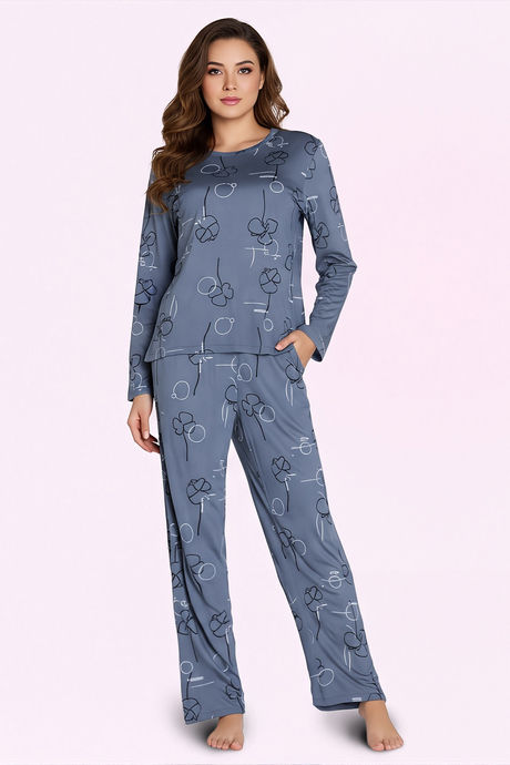 Zivame Knit Poly Pyjama Set - Grisaille