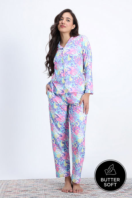 Zivame Buttersoft Knit Poly Pyjama Set - Pink Lady