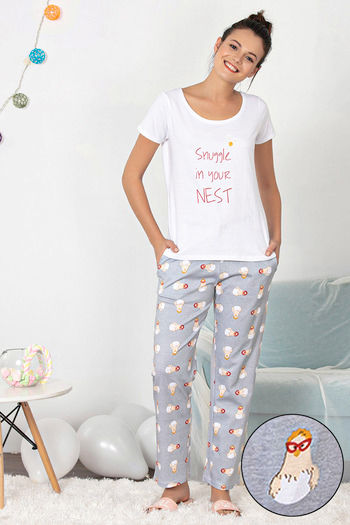 Buy Zivame Maternity Ikat Knit Cotton Pyjama Set - Candy Pink at Rs.1207  online