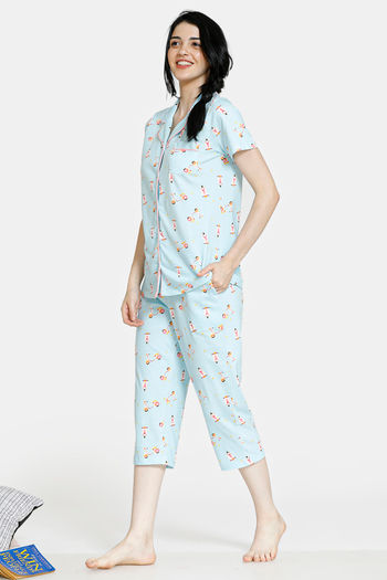 Zivame Pop Fresh Knit Cotton Capri Set 