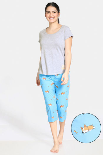 Buy Zivame Paws Knit Cotton Capri Set 