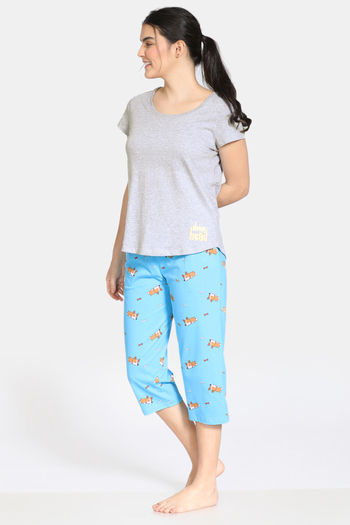 Buy Zivame Paws Knit Cotton Capri Set 