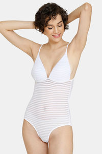 Buy Zivame Padded WireFree Lace N Mesh Teddy - White