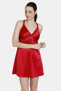 Buy Zivame Satin Baby Doll With Thongs - Chili Pepper