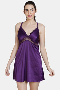 Buy Zivame Satin Baby Doll With Thongs - Crown Jewel