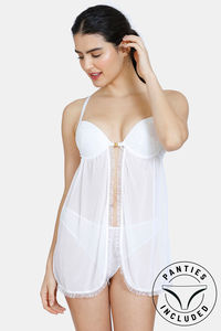 Buy Zivame Lace Baby Doll With Thong - White