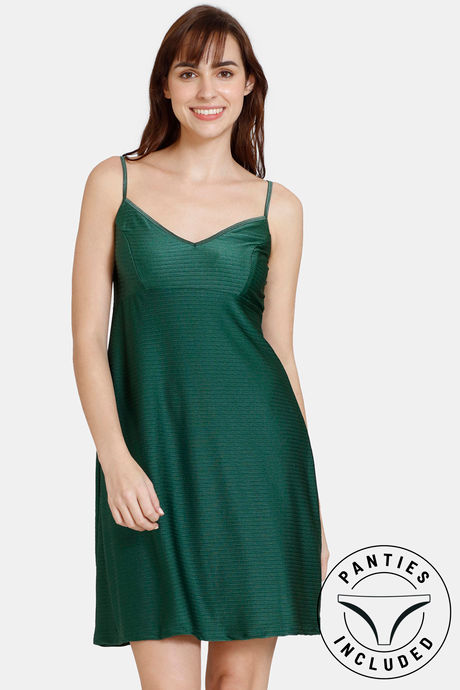 Buy Zivame Non Padded Wirefree Relaxed Fit Babydoll With Bikini Panty -  Dark Green at Rs.598 online