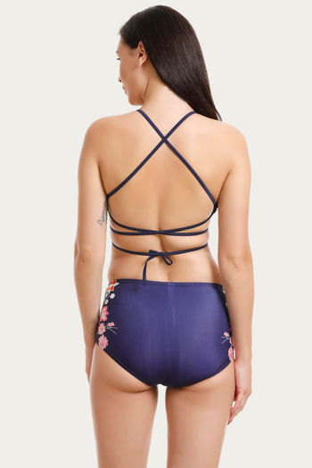 Zivame Knot Front Bikini Set- Blue