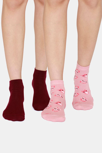 Buy Zivame Ankle Socks (Pack of 2) - Pink Ice Rhododendron