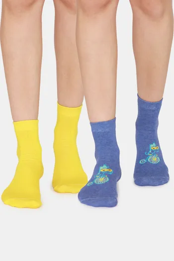 Buy Zivame Ankle Socks (Pack of 2) - Blue Empire Yellow