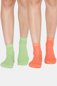 Buy Zivame Ankle Socks (Pack of 2) - Carrot Green Ash