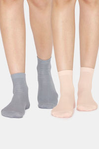Buy Zivame Ankle Socks (Pack of 2) - Grey Skin