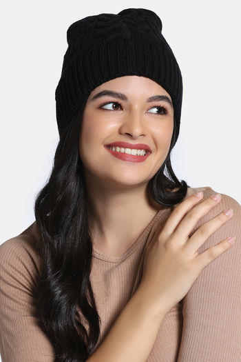 Buy Zivame Knitted Beanie - Black