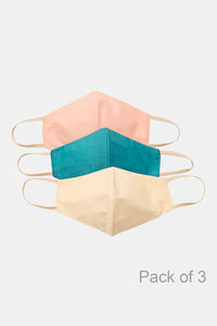 Buy Zivame 3 Layer cotton Face Mask with Inbuilt Filter Pack of 3 - Beige Peach Blue