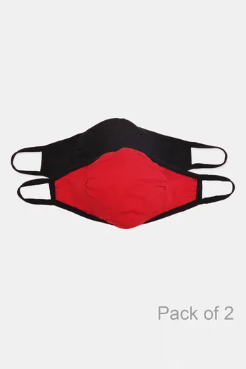 Buy Zivame 3 Layer seamless Cloth Face Mask with Inbuilt Filter Pack of 2 - Red Black