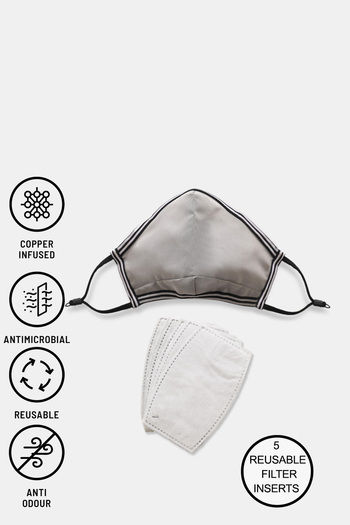Buy Zivame Premium Reusable Mask With 5 Replaceable Filters Insert With Earloop - Silver Grey