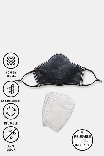 Buy Zivame Premium Reusable Mask With 5 Replaceable Filters Insert With Earloop - Silver Grey
