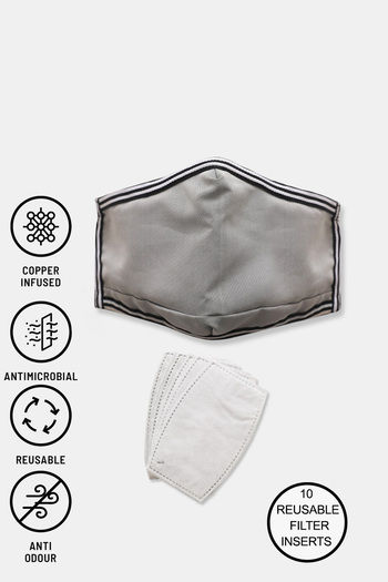 Buy Zivame Premium Reusable Mask With 10 Replaceable Filters Insert With Headband - Silver Grey