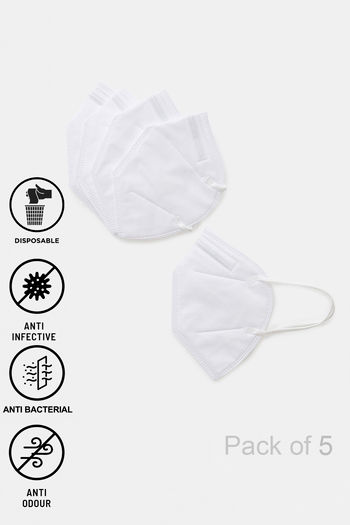 Buy Zivame Premium N95 Anti Bacterial Face Mask With  5 Layer Filteration Pack of 5 -White
