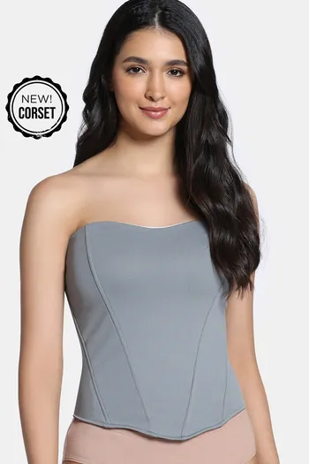 Buy Zivame Short Slip Corset With Inbuilt Cups - Grey