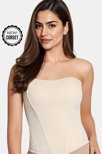 Buy Zivame Short Slip Corset With Inbuilt Cups - Ivory