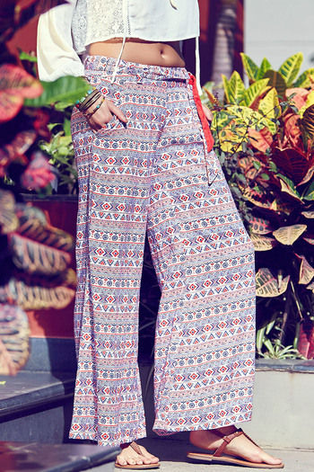 Buy Aqua Blue Floral Printed Parallel Pants Online  W for Woman