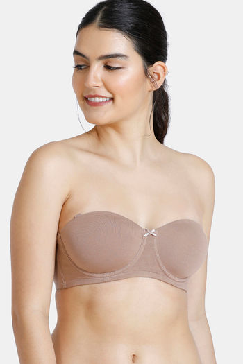 Buy Zivame Padded Wired 3/4th Coverage Strapless Bra - Buff