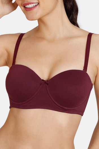 Buy Zivame Padded Wired 3/4th Coverage Strapless Bra - Fig at Rs