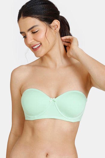 Buy Zivame Padded Wired 3/4th Coverage Strapless Bra - Green Ash