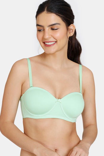 Buy Zivame Padded Wired 3/4th Coverage Strapless Bra - Green Ash at Rs.450  online