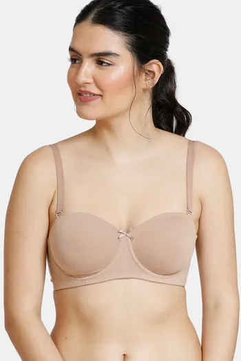 Zivame Padded Wired 3/4th Coverage Strapless Bra-Coral