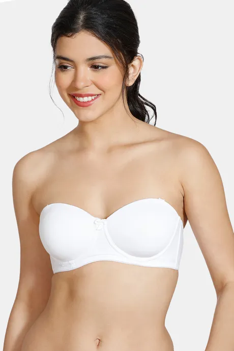 Buy Women's Under-Wired Padded Super Combed Cotton Elastane Stretch Full Coverage  Multiway Styling Strapless Bra with Ultra-Grip Support Band - White Online  at Best Prices in India - JioMart.
