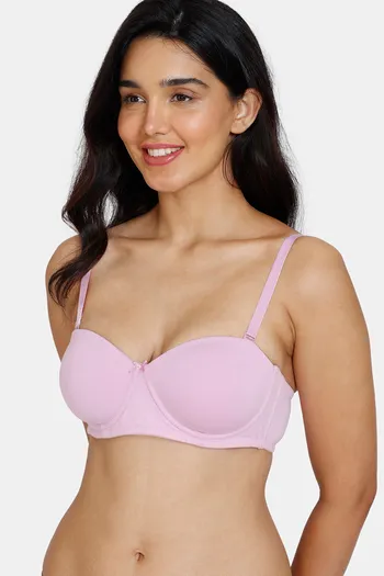 Buy Zivame Padded Wired 3/4th Coverage Strapless Bra - Violet