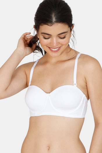 Buy SOIE- White medium coverage padded wired strapless bra with detachable  straps-White-34C Online at Best Prices in India - JioMart.