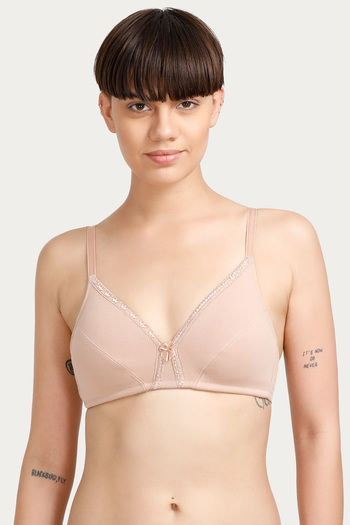 Buy Zivame Basics Single Layered Non Wired Medium Coverage Bra - Beige