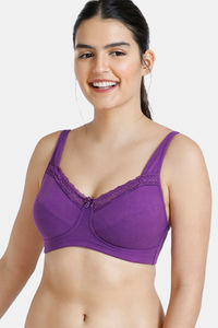 Buy Zivame Basics Single Layered With Laminated Cups Non Wired 3/4th Coverage Bra-Purple Magic