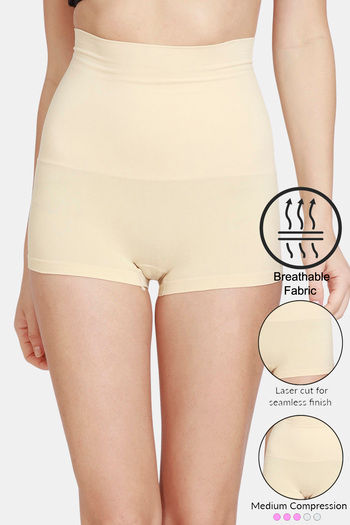 Buy Zivame Tummy Control Midwaist Boyshort Panty - Skin