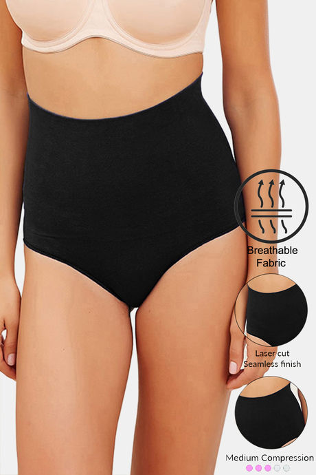 Buy Zivame Tummy Control Midwaist Hipster Panty Black at Rs.846