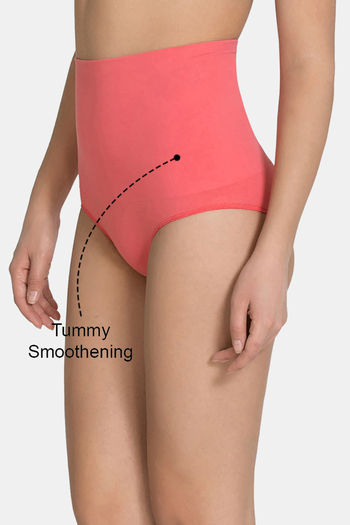Buy Zivame Tummy Control Midwaist Hipster Panty - Coral at Rs.846 online