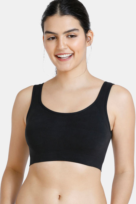 Buy Zivame At Home Stretch-to-Fit Cotton Slip On Bra- Black Online