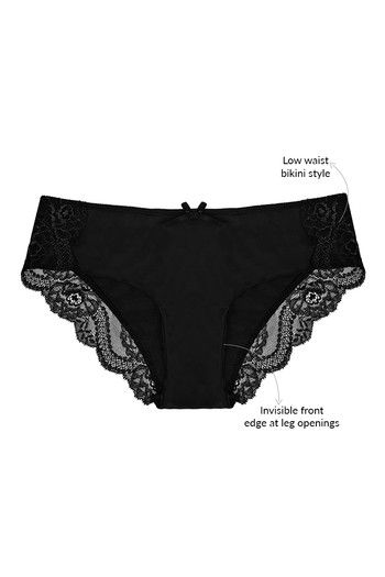 Buy Zivame Laser Cut Front Lace Touch Thong Panty-Black at Rs.395 online