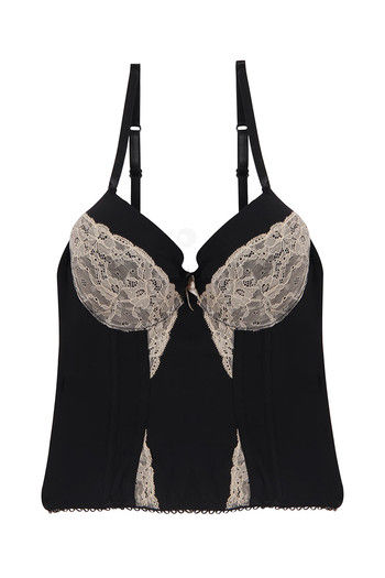 Buy Zivame Lace Embrace Level 1 Push Up Wired Babydoll With G String-Black  at Rs.2595 online