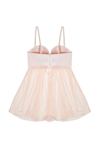 Buy Zivame Dual Tone Lace Soft Mesh Gentle Push Up Babydoll With G  String-Pink at Rs.798 online