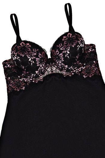 Zivame Dual Tone Lace Padded Babydoll with G-String- Black : :  Clothing & Accessories