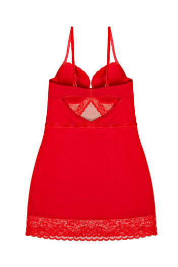 Buy Zivame Lace Touch Padded Wired Babydoll With G String-Red at Rs.1995  online