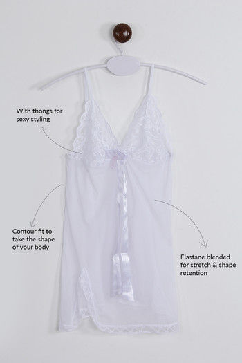 Buy Zivame Sundown Collection Angelic White Babydoll With G-string